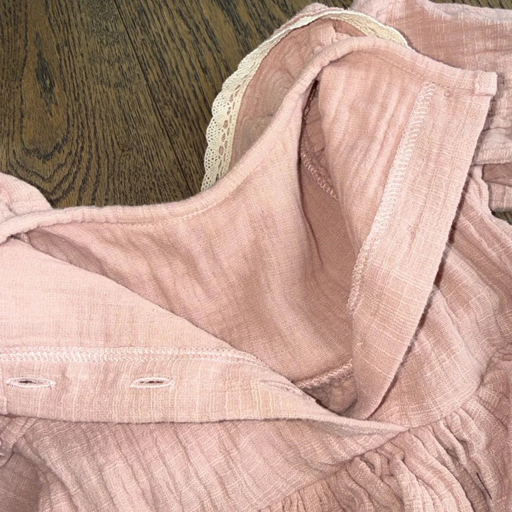 Charming Pink Baby Dress with Ruffles 100% organic cotton custom handmade 6-9 m